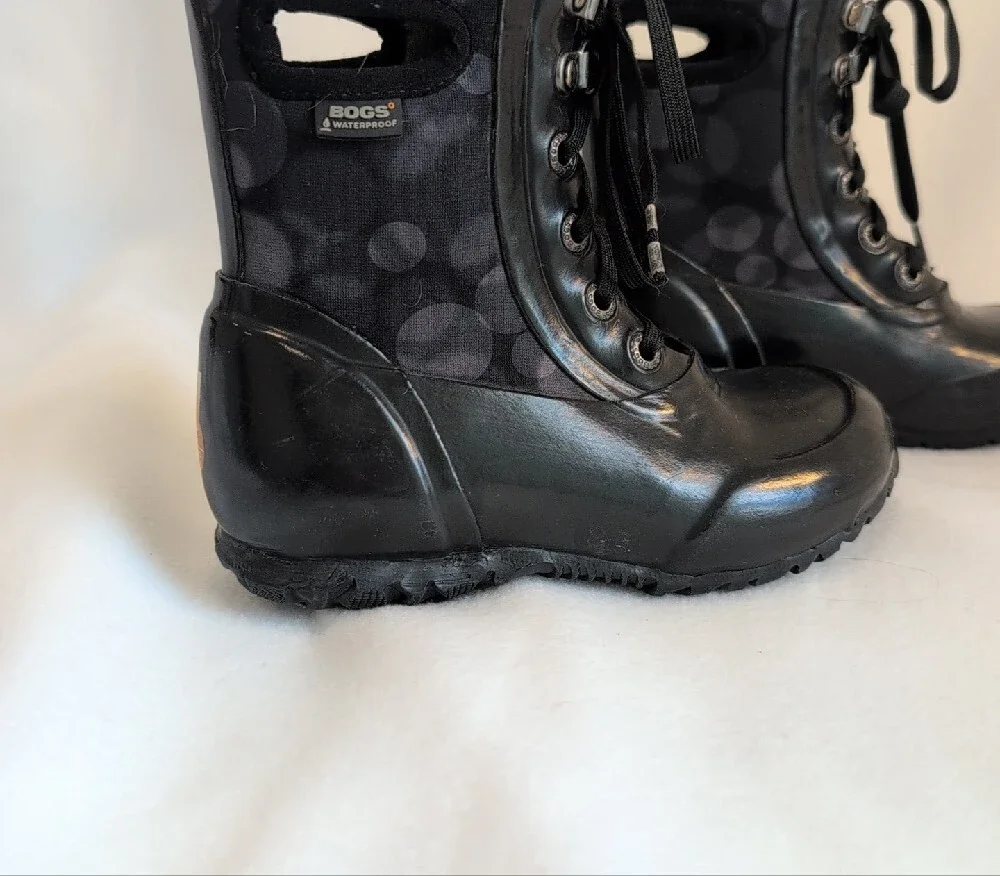 BOGS Kid's Waterproof Black Sidney Lace Boots 10T